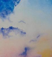 Fondo de acuarela de cielo crepuscular colorido abstracto. arte de pintura dibujado a mano. foto