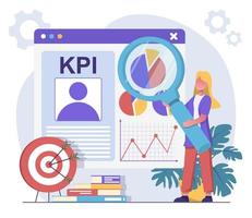 Key performance indicators. HR analyzes employee's KPI vector