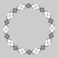 Circle borders and frames vector. Round border pattern geometric vintage frame design. Scottish tartan plaid fabric texture. Template for gift card, collage, scrapbook or photo album and portrait. vector