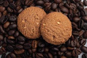 coffee cookies on coffee beans background photo