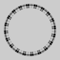 Round frame vector vintage pattern design template. Circle border designs plaid fabric texture. Scottish tartan background for collage art, gif card, handmade crafts.