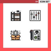 Pack of 4 creative Filledline Flat Colors of home setting controls box coding Editable Vector Design Elements