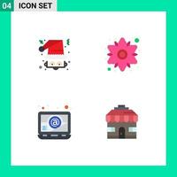 Universal Icon Symbols Group of 4 Modern Flat Icons of christmas computer santa floral laptop Editable Vector Design Elements