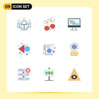 Set of 9 Commercial Flat Colors pack for globe learning computer rewind arrow Editable Vector Design Elements