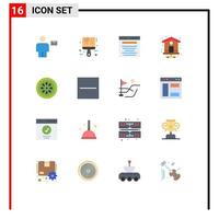 Set of 16 Modern UI Icons Symbols Signs for drink home page color home marketing Editable Pack of Creative Vector Design Elements