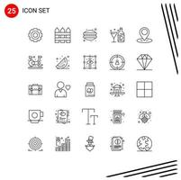 Set of 25 Modern UI Icons Symbols Signs for bottle wine interior drink dumplings Editable Vector Design Elements