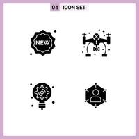 Modern Set of 4 Solid Glyphs and symbols such as badge innovation shopping camera connection Editable Vector Design Elements