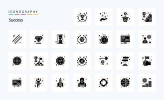 25 Sucess Solid Glyph icon pack vector