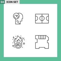 Mobile Interface Line Set of 4 Pictograms of activity deal human field hot deal Editable Vector Design Elements