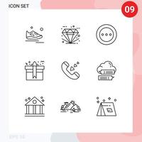 Set of 9 Modern UI Icons Symbols Signs for package gift premium radio loading Editable Vector Design Elements