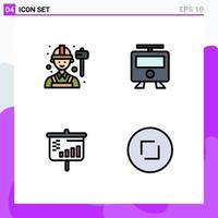 4 Thematic Vector Filledline Flat Colors and Editable Symbols of employee projector labour subway arrows Editable Vector Design Elements