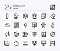 paquete de iconos de 25 líneas de la escuela que incluye borrador. educación. entorno. alimento. escuela vector