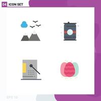 Universal Icon Symbols Group of 4 Modern Flat Icons of mountains coding travel can development Editable Vector Design Elements