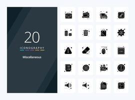 20 Miscellaneous Solid Glyph icon for presentation vector