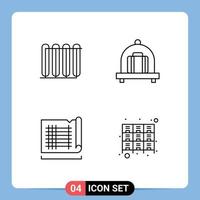 4 User Interface Line Pack of modern Signs and Symbols of battery house radiator luggage cabinet Editable Vector Design Elements