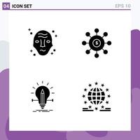 Editable Vector Line Pack of 4 Simple Solid Glyphs of alien financial space money creative Editable Vector Design Elements