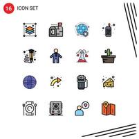 16 User Interface Flat Color Filled Line Pack of modern Signs and Symbols of learning art online lighter fire Editable Creative Vector Design Elements