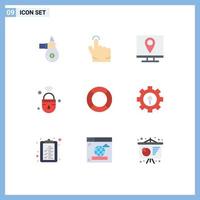 9 Universal Flat Color Signs Symbols of secure iot touch internet of things information Editable Vector Design Elements