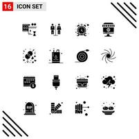 16 Universal Solid Glyph Signs Symbols of gender commerce timer e online Editable Vector Design Elements