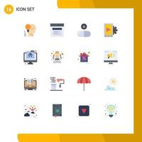 Set of 16 Vector Flat Colors on Grid for mobile drop communication tablet window Editable Pack of Creative Vector Design Elements