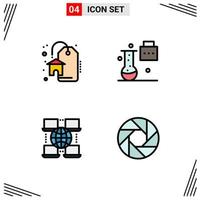 Pack of 4 creative Filledline Flat Colors of discount digital expansion and innovation science folder aperture Editable Vector Design Elements