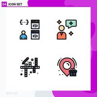 Pack of 4 Modern Filledline Flat Colors Signs and Symbols for Web Print Media such as app art develop chatting painting Editable Vector Design Elements