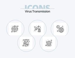 paquete de iconos de línea de transmisión de virus 5 diseño de iconos. equipo. riñón. mano. infección. enfermedad vector