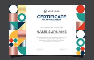 Flat Geometric Certificate of Appreciation Template vector