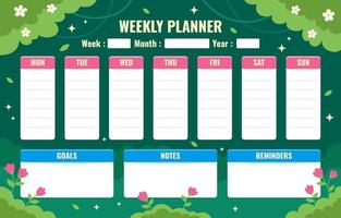 Floral Themed Weekly Planner Template vector