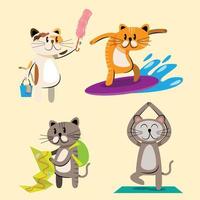 set of cute cat character vector