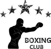 Five Stars. Boxing club. Demonstration of combat skills. Direct hit. Silhouette. Athlete in training. vector