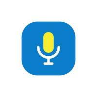 Microphone, mic recorder button icon vector in flat style