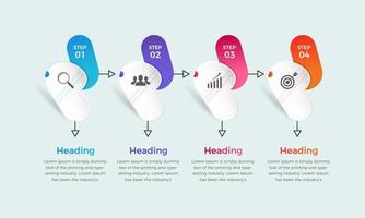 concepto de vector de 4 pasos de diseño infográfico de desarrollo empresarial. plantilla de diseño de presentación de infografía simple