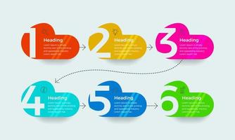 plantilla de diseño de presentación infográfica simple, concepto de vector de seis pasos de diseño infográfico de desarrollo empresarial