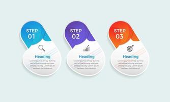 concepto de vector de 3 pasos de diseño infográfico de desarrollo empresarial. plantilla de diseño de presentación de infografía simple