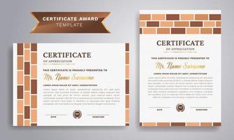 Certificate of appreciation template, peach and Brown color certificate of achievement template. Certificate border template with luxury and modern line pattern. Diploma vector template.
