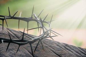 Crown of thorns with customizable space for the and Christian quotes. Christianity concept. photo