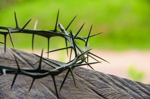 Crown of thorns with customizable space for the and Christian quotes. Christianity concept. photo