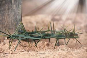 Crown of thorns with customizable space for the and Christian quotes. Christianity concept. photo