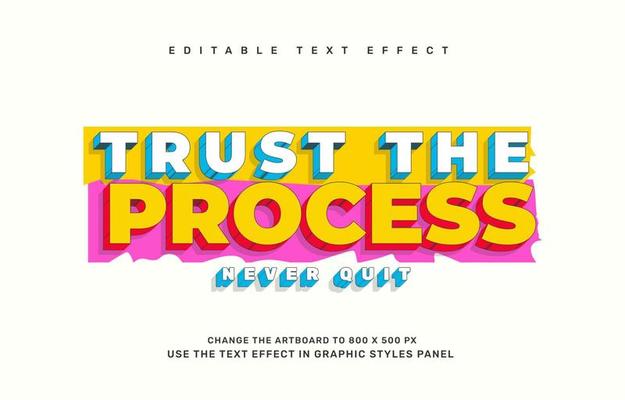 Quote editable text effect template, trust the process quote
