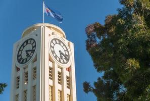 Hastings, New Zealand - March 30 2017 - The Hastings Clock Tower is a historic landmark located where Heretaunga Street bisects the railway in central Hastings. photo