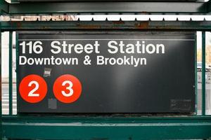 New York City - Apr 10, 2021 -  Entrance to the 116 Street Station to Downtown and Brooklyn along the 2,3 line. photo