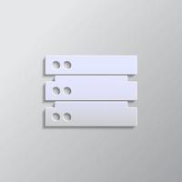 base de datos, estilo de papel de servidor, icono. fondo de vector de color gris - icono de vector de estilo de papel