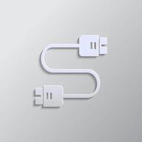 Database, server, plug in paper style, icon. Grey color vector background- Paper style vector icon