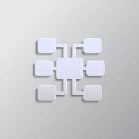 Database, server, sitemap paper style, icon. Grey color vector background- Paper style vector icon