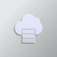 Database, server, cloud computing paper style, icon. Grey color vector background- Paper style vector icon