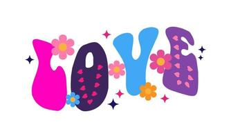 love with groovy letter vector