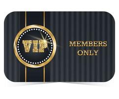 Members only. VIP card design template. Design with diamonds on luxury dark black background. vector