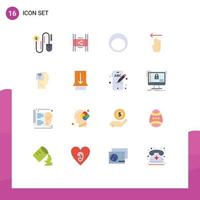 Pack of 16 Modern Flat Colors Signs and Symbols for Web Print Media such as save left accessories gesture finger Editable Pack of Creative Vector Design Elements