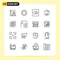 Group of 16 Modern Outlines Set for web printed wall print toggle Editable Vector Design Elements